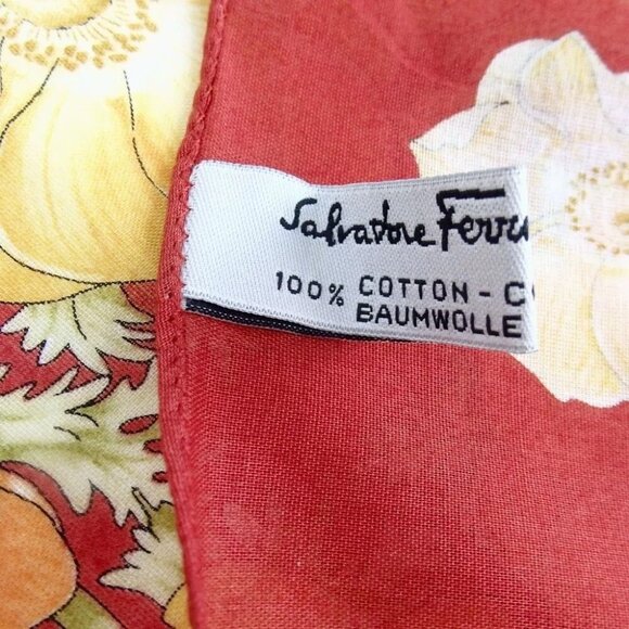 296127AN (S1) Salvatore Ferragamo Handkerchief Red Cotton - Picture 4 of 5